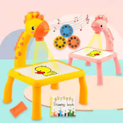 Lousa Mágica Mesinha Com Projetor Girafinha Amarela U / UNICA