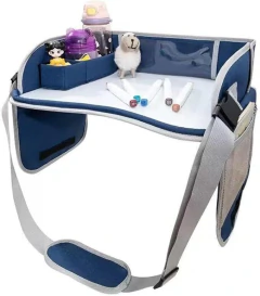 Mesa para Carro com Cinto Ajustável e Organizador – Ideal para Desenhar, Pintar e Comer(azul)