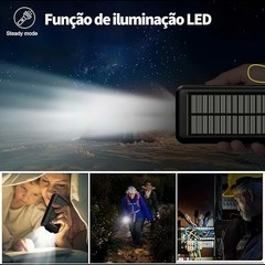 Carregador Solar Portátil 20000mAh, Banco de Energia Solar BLACKULTRA com Lanterna LED, Power Bank Solar para Celulares, Tablets, Camping, Viagens, Em - Drop Conexion