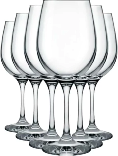 Jogo de 6 Taças para Vinho Água Drink 465ml Vidro 22,5cm de Altura