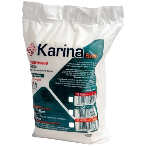 Compressa de Gaze Não Estéril Karina 7,5x7,5 Pct, C/500un