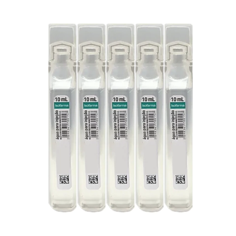 Água para injeção destilada Isofarma 10ml Pack C/5Un