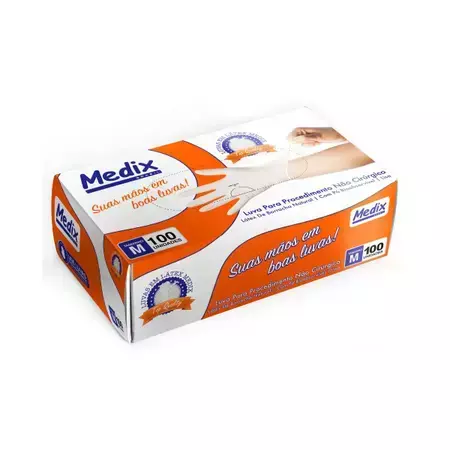 Luva de Látex C/Pó Para Procedimentos Medix C/100uni