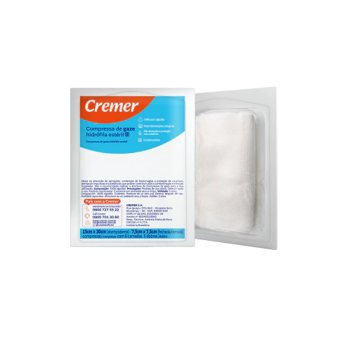 Compressa de Gaze Estéril Cremer 7,5X7,5 - pct/10un