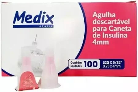 Agulha para Caneta de Insulina C/100 32Gx4MM - comprar online