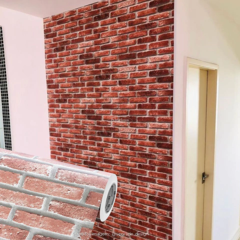 Adesivo Tijolo Vermelho - 1,22m largura - comprar online