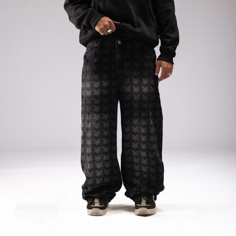 calça preta baggy a laser