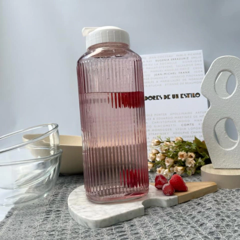 Botella De Vidrio Labrada - ROSA - comprar online