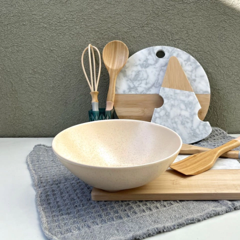 Bowl de cerámica XXL con diseño mosaico, ideal para ensaladas - comprar online