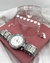 Kit relógio prata com pedras fundo branco/colar coração/pulseira corações prata - comprar online