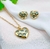 Conjunto coração com zircônias dourado