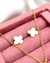 Conjunto trevo branco banhado a ouro na internet