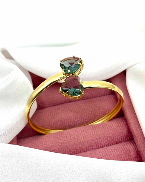 Bracelete espiral coração cinza dourado