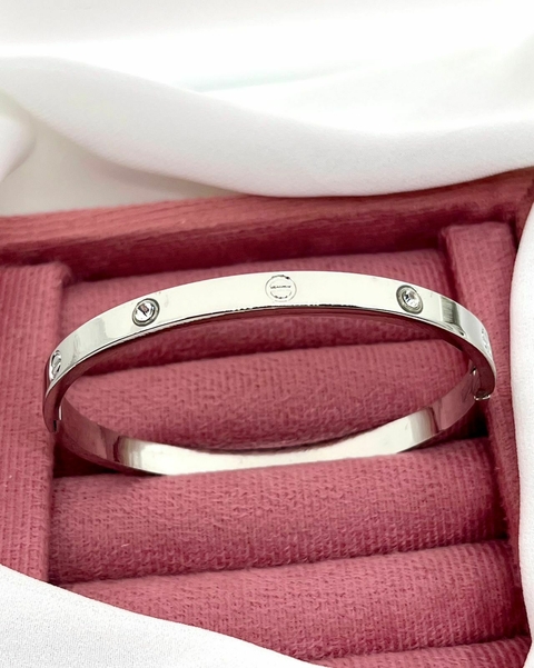 Bracelete cartier prata com pontos de luz