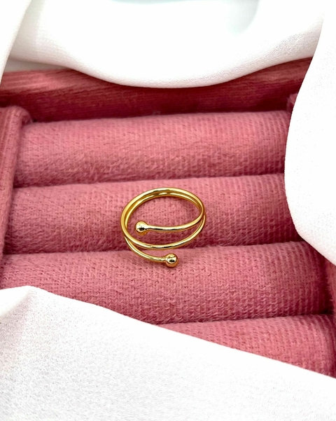 Anel fio bolinha dourado