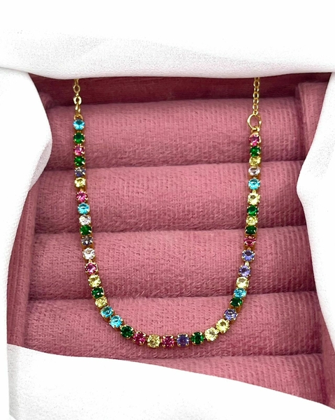 Choker zircônias coloridas