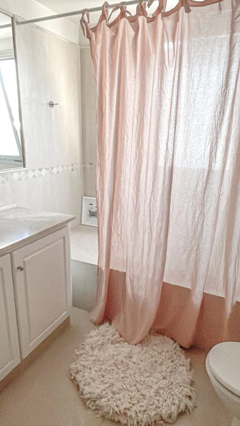 Cortina de baño gasa con lazos - comprar online