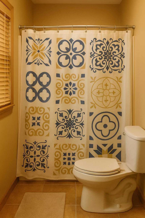 Cortina de baño PVC 100 mic. Mosaico - comprar online