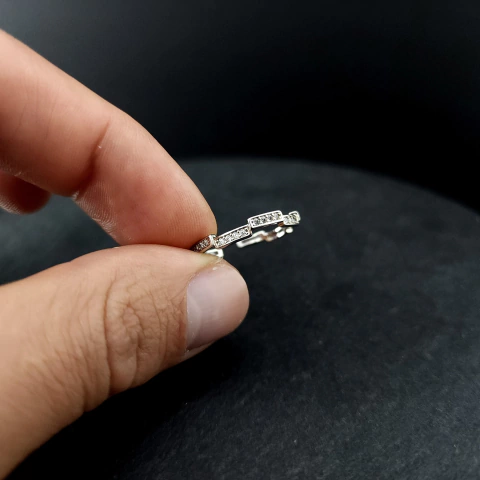 Anillo barras 4 Diamantes Plateado