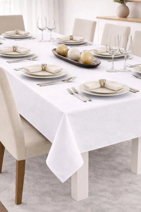 Mantel De Ecocuero Liso Rectangular - Blanco
