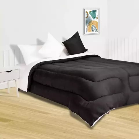 Acolchado Liso Reversible – Blanco/Negro