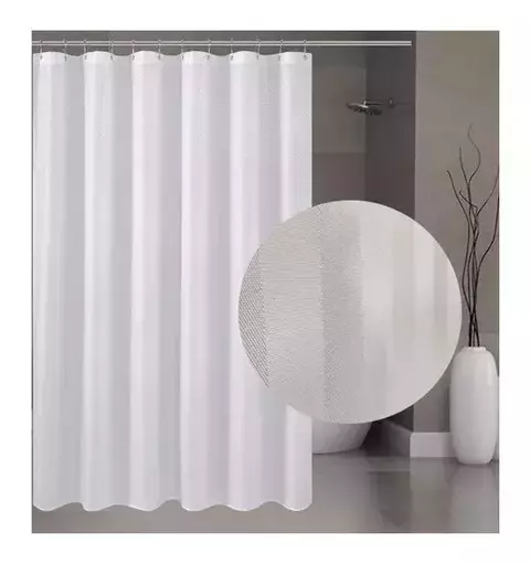 Cortina De Baño Teflon Rayas Linea Hotelera Con Ganchos