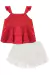 Conjunto Bata com Alça Vermelha + Shorts em Sarja Branco Kukiê - loja online