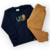 Conjunto Primeiros Passos Blusa Moletom Azul Marinho + Calça Moletom Mostarda - comprar online