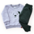Conjunto Primeiros Passos Blusa Peluciada Cinza e Calça Moletom Verde - comprar online