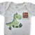 Body Manga Curta Estampado Dinossauro Creme + Calça Lisa Sem Pé Dino Marrom na internet