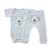 Body Manga Curta Canelado + Calça Canelada Sem Pé Creme Menino