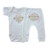 Body Manga Curta Canelado + Calça Canelada Sem Pé Creme Menina