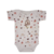 Body Manga Curta Estampado + Calça Lisa Pé Reversível + Casaquinho - Mãe Louca
