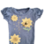 Body Manga Curta Estampado Girassol Azul Jeans - comprar online