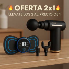 2X1 EN PISTOLA MASAJEADORA + MINI MASAJEADOR PÓRTATIL DE REGALO