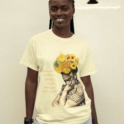 Camiseta Frida e Girassóis de Van Gogh