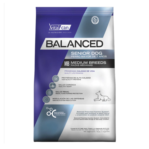 Vital Balanced Perro Senior Razas Medianas - 3kg - comprar online