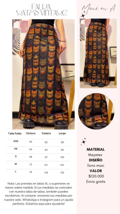 Falda Gatos Matiz Vintage Maxi A - Blank.Studio