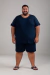 Pijama Masculino Plus Size Meia Manga e Short Suede Liso - comprar online