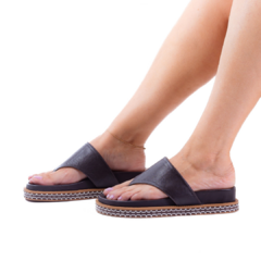 Flat Papete Couro Café Bordado - comprar online