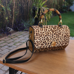 Bolsa Couro Madeira Suécia onça - comprar online