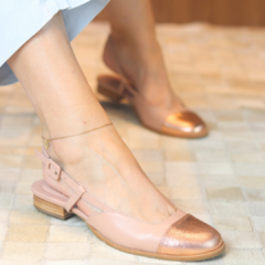 Sapatilha slingbak bicolor Blush e Cobre