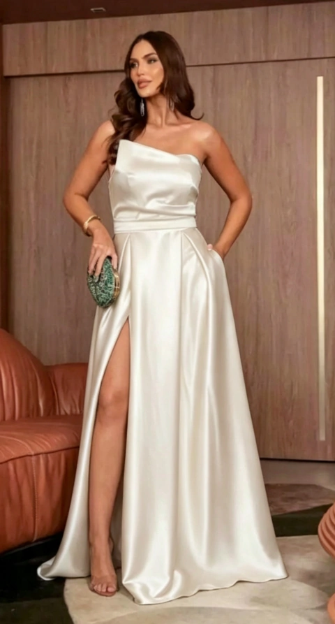 Vestido de Festa Danyloha Off-White GG (Código: 32951)
