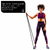 Mujer usando una banda elástica para ejercicios de fitness, fortaleciendo piernas, glúteos, brazos y abdomen.
