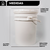 Balde plástico blanco de 20 litros con tapa, mostrando sus medidas: altura de 393mm, diámetro superior de 300mm y diámetro inferior de 268mm.