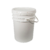Balde plástico de 20 litros con tapa, color blanco, ideal para almacenamiento.
