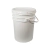 Balde plástico de 20 litros con tapa, color blanco, ideal para almacenamiento.