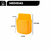 Organizador porta control remoto de color amarillo con medidas de 9 cm de ancho, 3.5 cm de profundidad y 11.5 cm de alto.