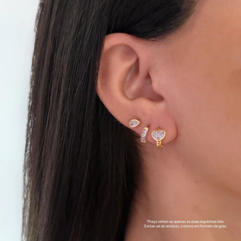 DUPLA ARGOLINHA LILÁS CRAVEJADAS | BANHADAS A OURO 18K - comprar online