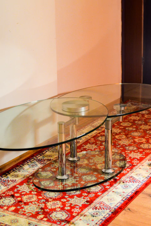 Mesa de centro/lateral italiana anos 90 em aço cromado - comprar online